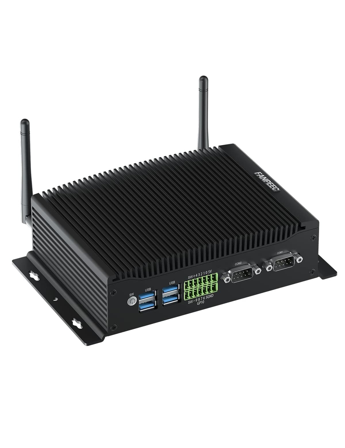 FANPEEC Industrial PC Core i7-10810U, Computadora Mini Fanless 16GB DDR4 RAM 512GB M.2 SSD, WiFi5 BT4.2, Mini PC Fanless Dual LAN, 2 x RS232 COM, Computadora Industrial Windows11 Pro GPIO, Wake On LAN FAH6