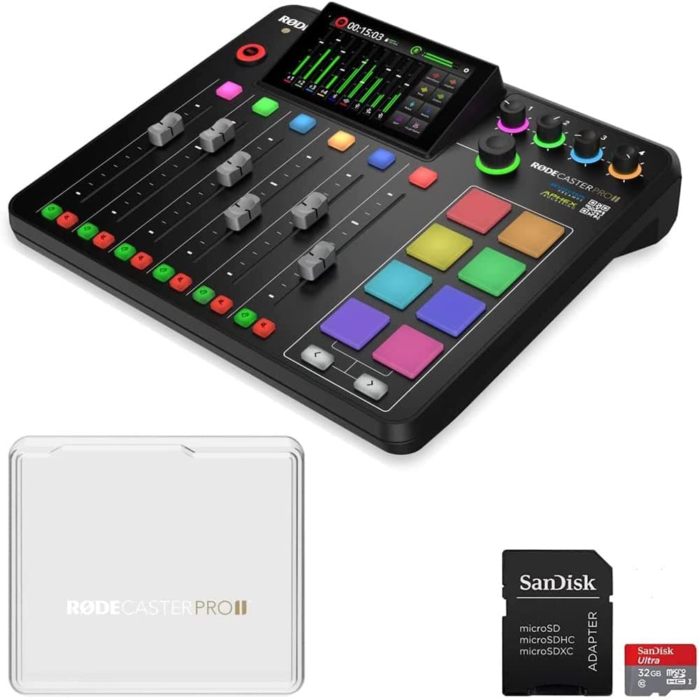 Kellards RODECaster Pro II Estudio de Producción de Audio con RODECover II y MicroSD 32GB RCP II