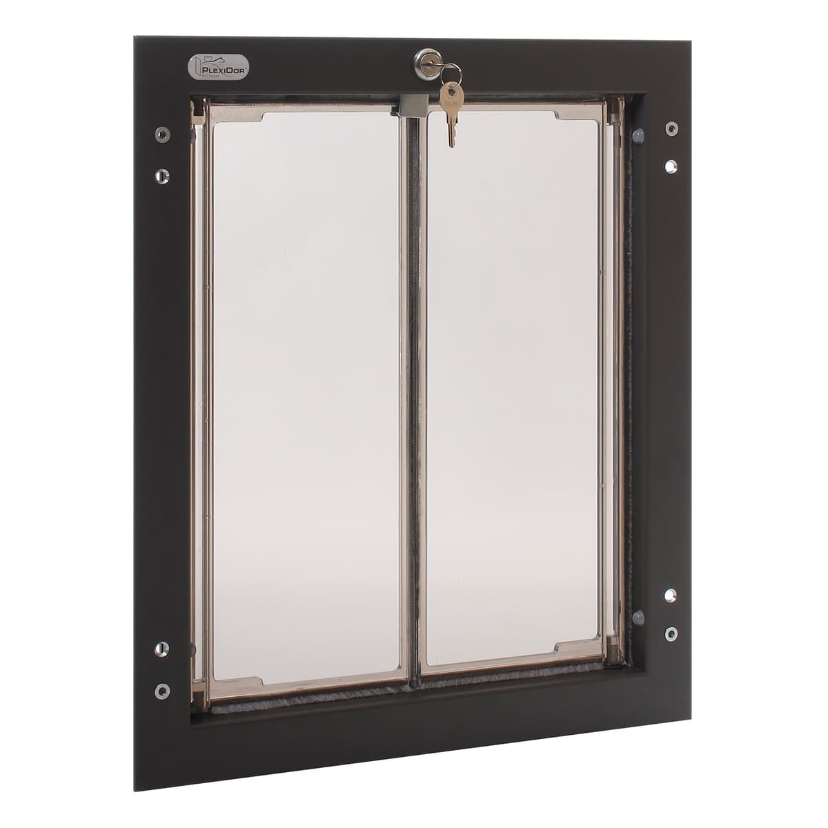 Puertas para Mascotas PlexiDor Performance para Perros y Gatos - Puerta de Montaje en Puerta con Cerradura y Llave - Bronce, Tamaños Grandes PD DOOR LG BR
