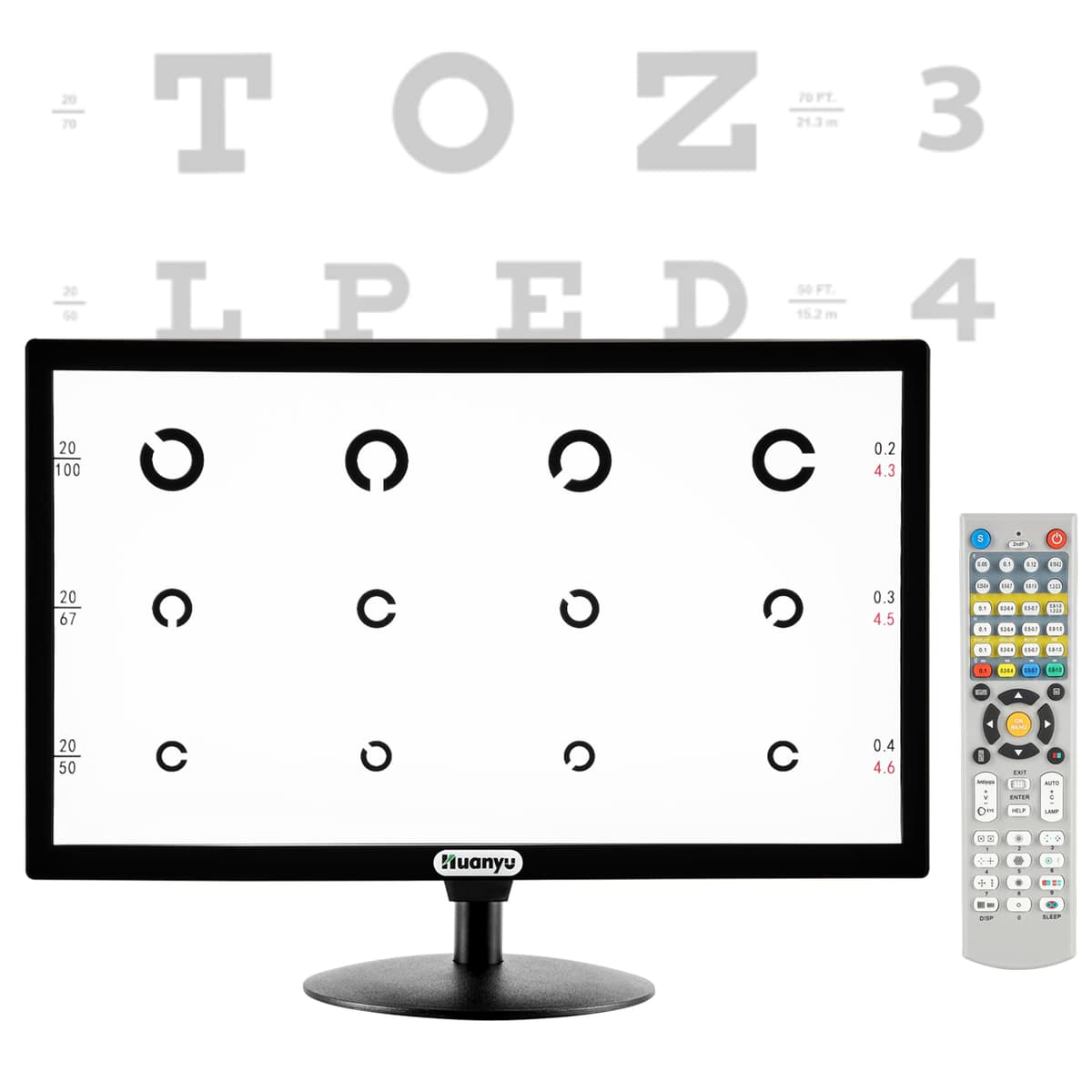 Huanyu Cartilla de agudeza visual digital 21.5" LCD con 44+ objetivos y 5 modos de visualización YBJ-3
