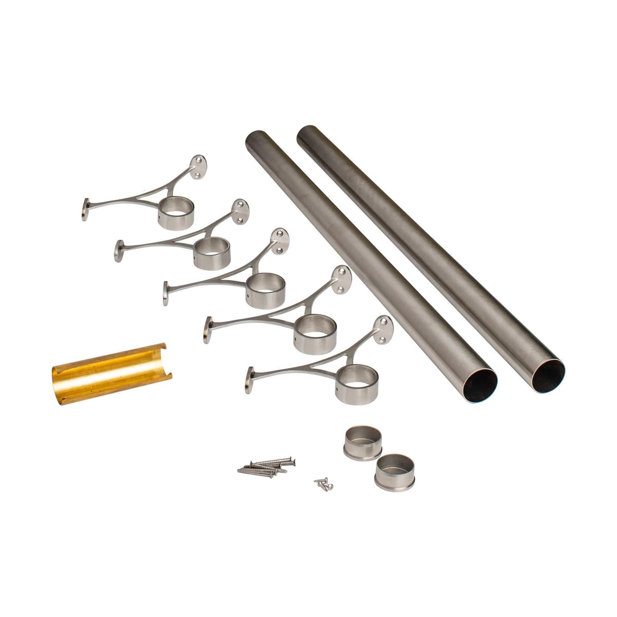 OUTWATER Kit Bar Foot Rail 2" x 16' - Hardware y Tubo para Montaje Subbarra, Acabado Satin Stainless Steel S83-200-KIT16-SC