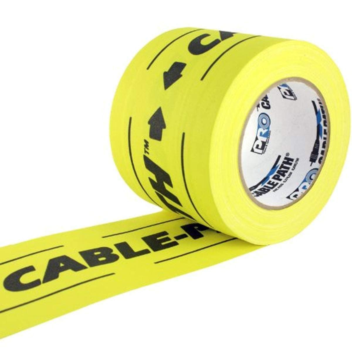 ProTapes Cable Path Gaffers Tape 6" x 30 yd Amarillo con texto negro, Pack de 8 Pro-Cable-Path-12.5-6x30-YPB