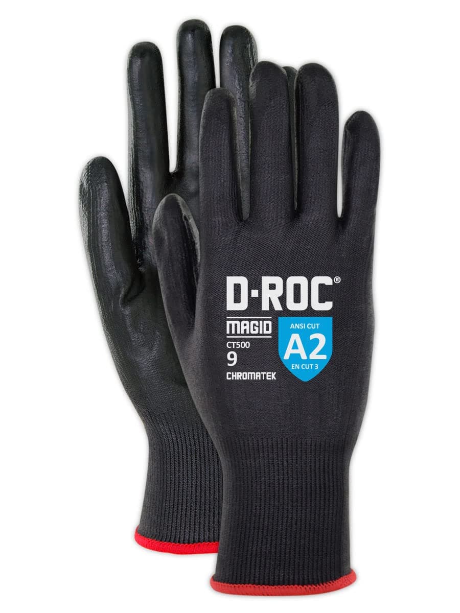 MAGID ChromaTek Guantes PU palma, mezcla Hyperon ANSI A2, 96 pares, CT500 CT500BK8-96