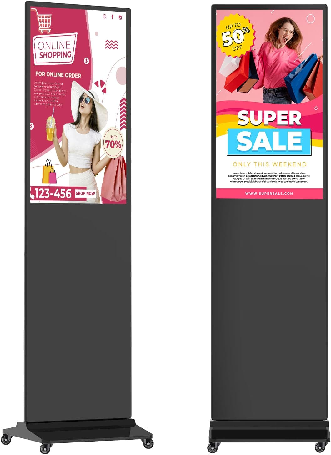 YCKJNB Kiosk publicitario 32" IPS no táctil negro con Android, WiFi, HDMI/USB y reproductor automático QIXZOCV-43-B-HB