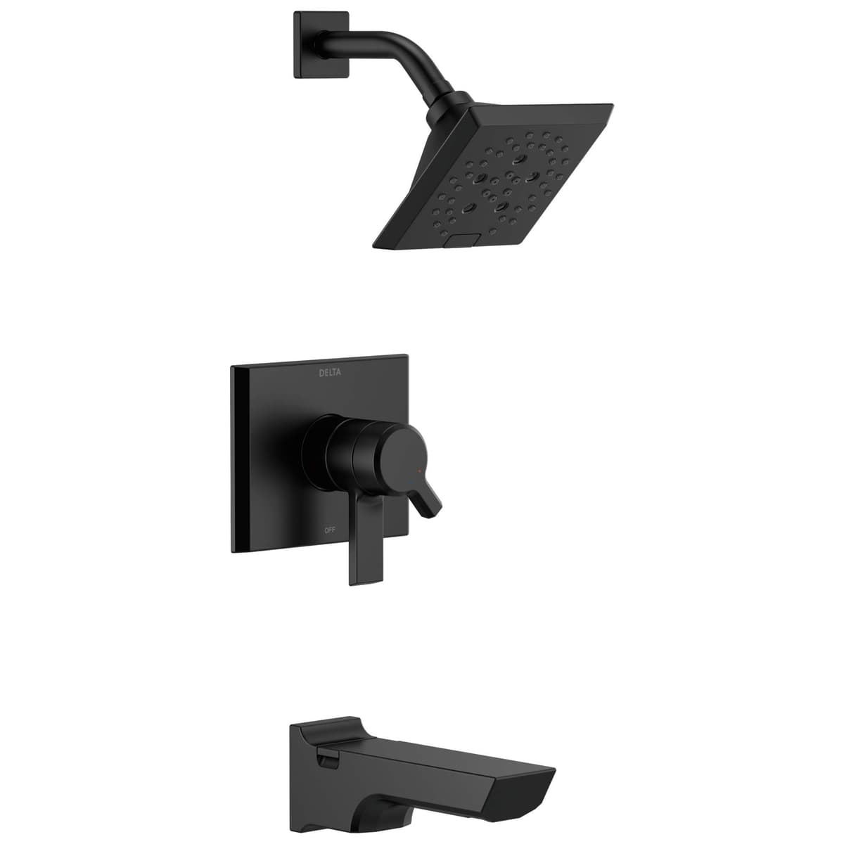 Delta T17499-BL Pivotal 17 Serie Trim para tina/ducha con rociador H2Okinetic, negro