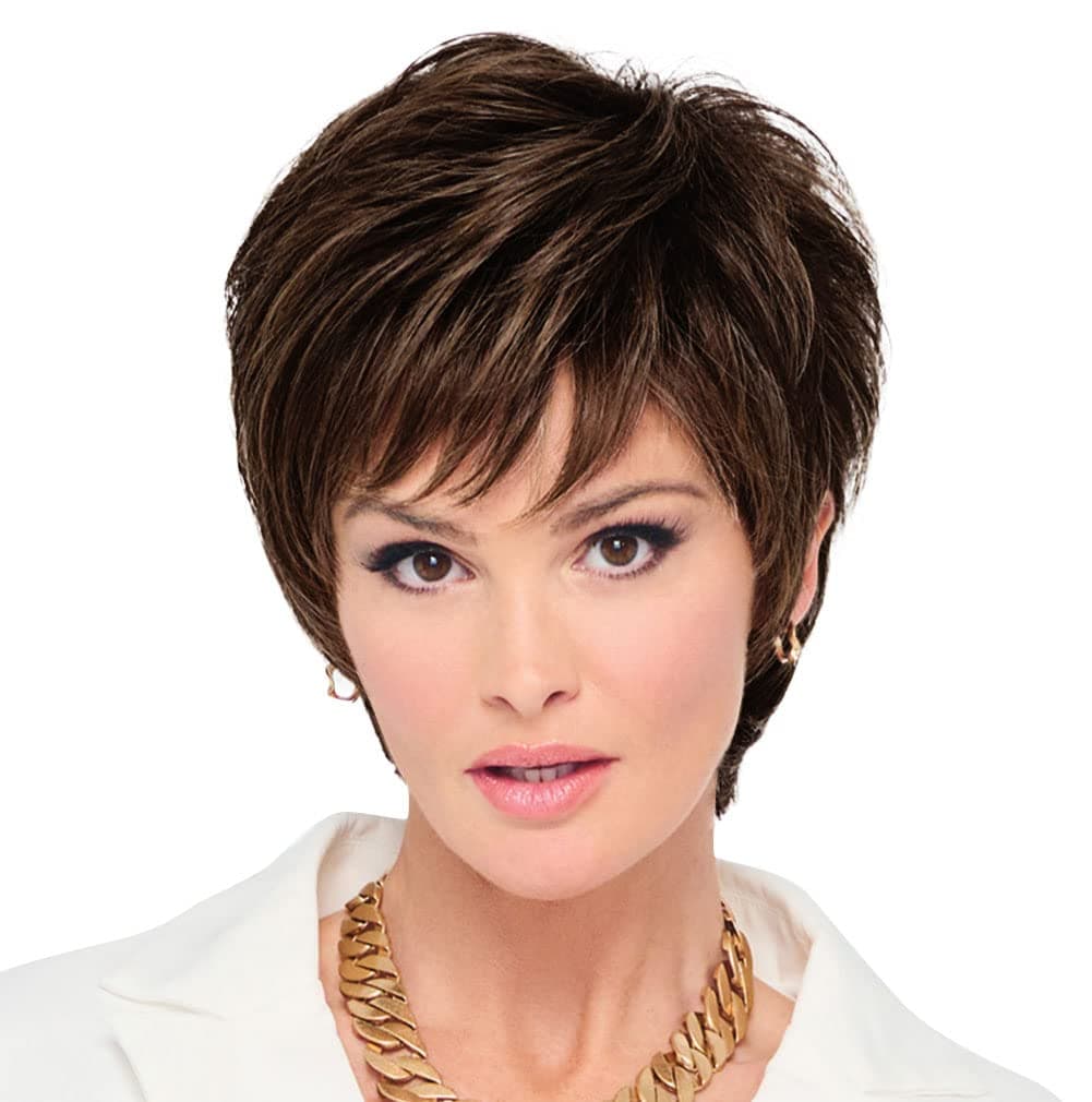 Hair u wear Raquel Welch Fierce And Focused peluca corta Bob anudada a mano, RL4/10SS Iced Java, casquete talla estándar