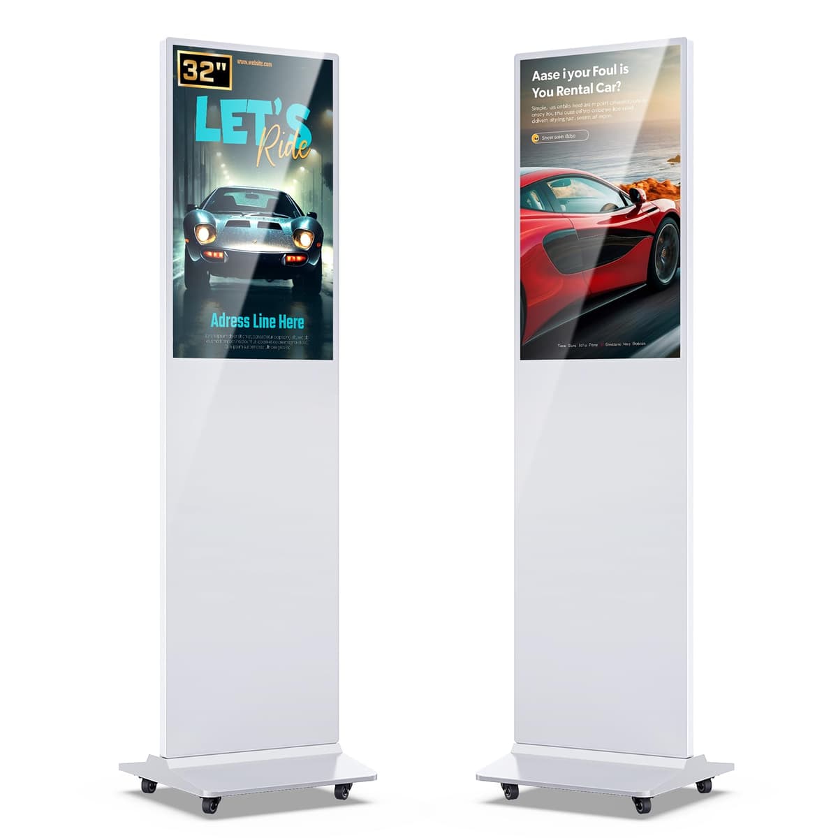 QIXZOCV MWE 32 Inch Digital Signage Advertising Display Kiosk LCD Indoor Floor Standing Commercial Totem Android con Auto Media Player - Blanco QIXZOCV-32"-White