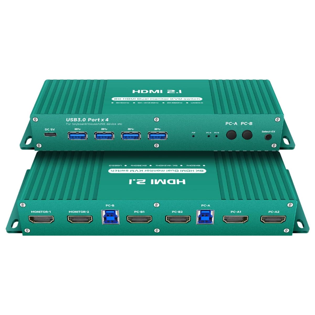 GiantMatrix Dual Monitor KVM Switch HDMI - 2 Monitores, 2 Computadoras, soporte para múltiples tasas de refresco y FreeSync/G-SYNC ZZLJ002