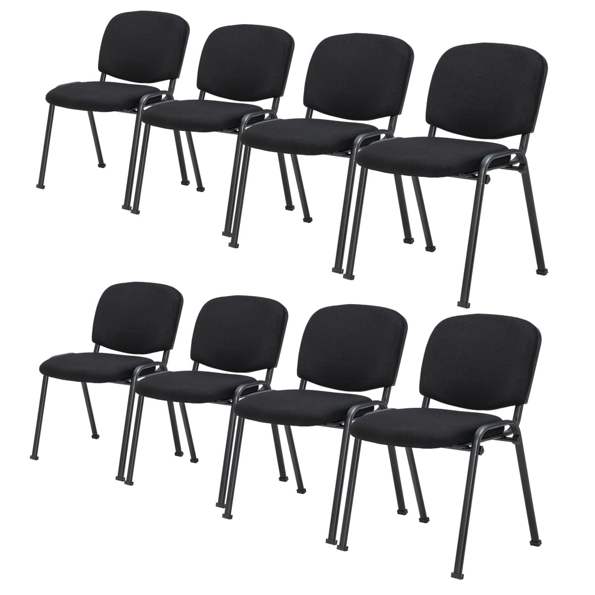 Giantex Set de 8 sillas de conferencia apilables con estructura metálica y asiento acolchado, negro GT10444BK-CB-8