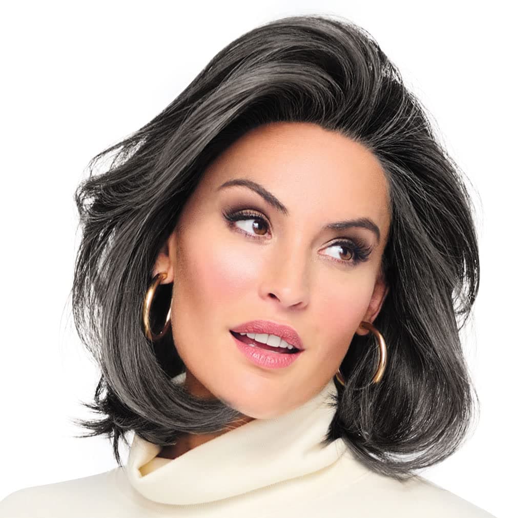 Hair u wear Raquel Welch Flying Solo - Bob con capas, 100% hecho a mano, Talla Petite-Average, RL511 Sugar And Charcoal