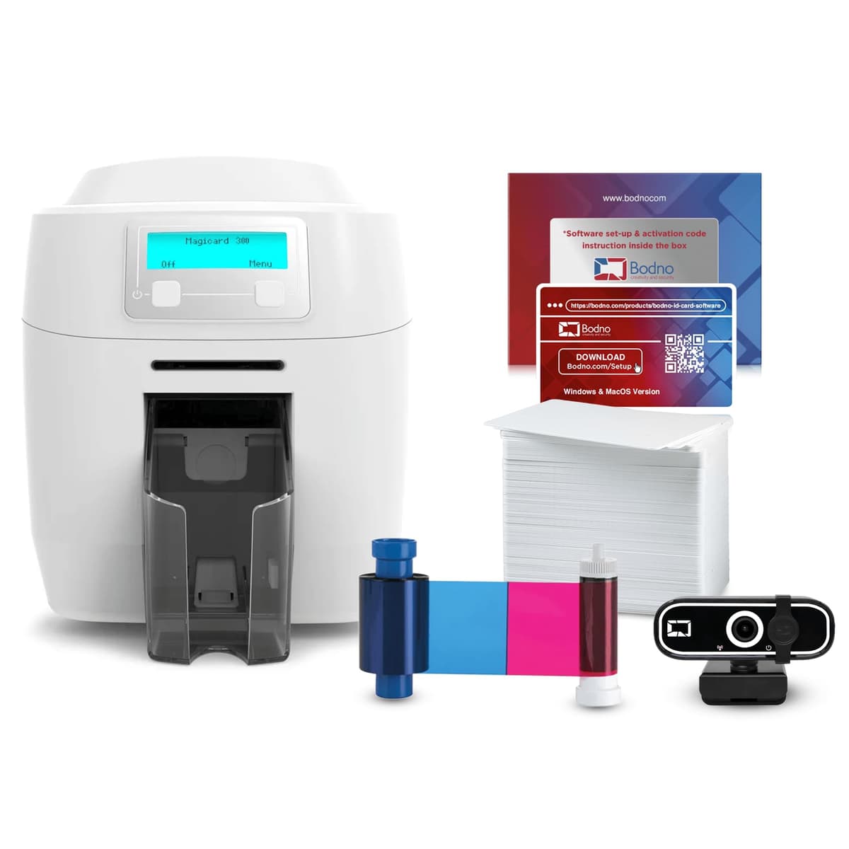 Bodno Magicard 300 Impresora de ID a una cara + paquete de suministros y software Bronze Edition 3300-0001
