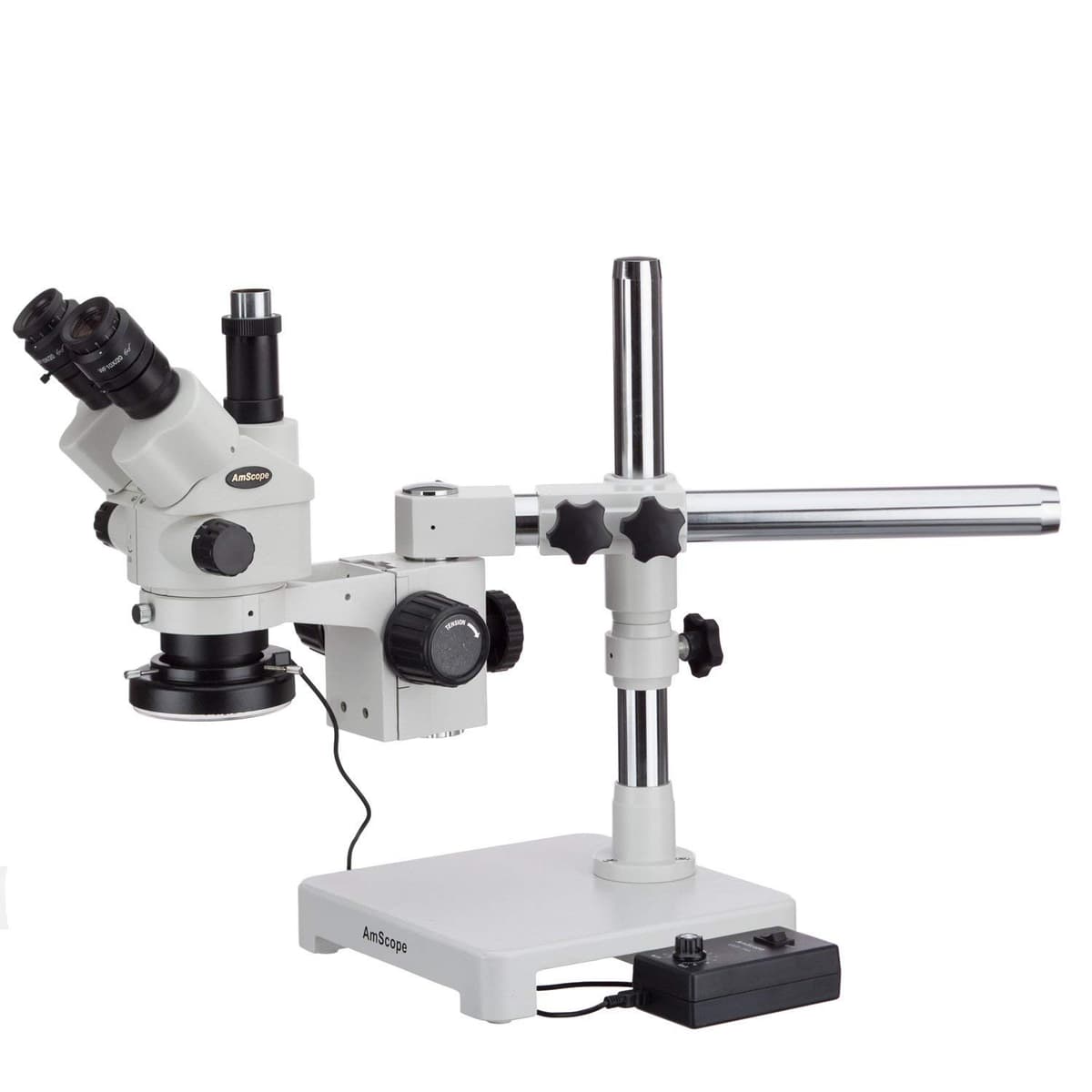 AmScope 3.5X-180X Microscopio Estéreo Zoom Simul-focal Bloqueable con Luz Anular de 144 LED (SM-3NTPZZ-144)