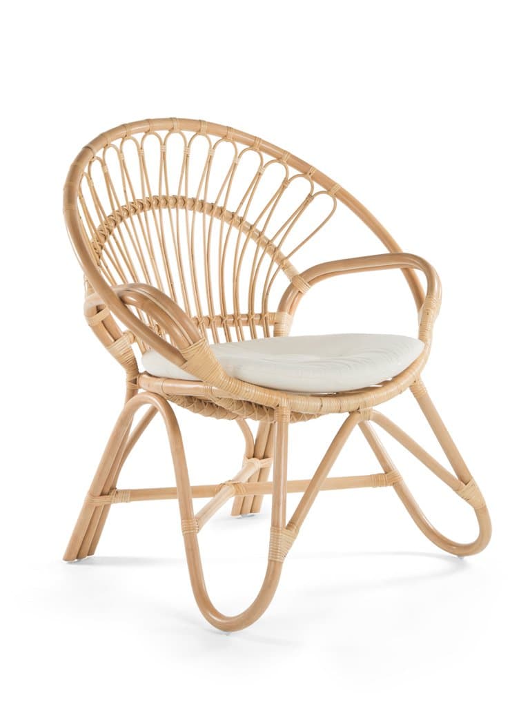 KOUBOO Sillón Round Rattan con cojín, Color Natural, Grande 1110016