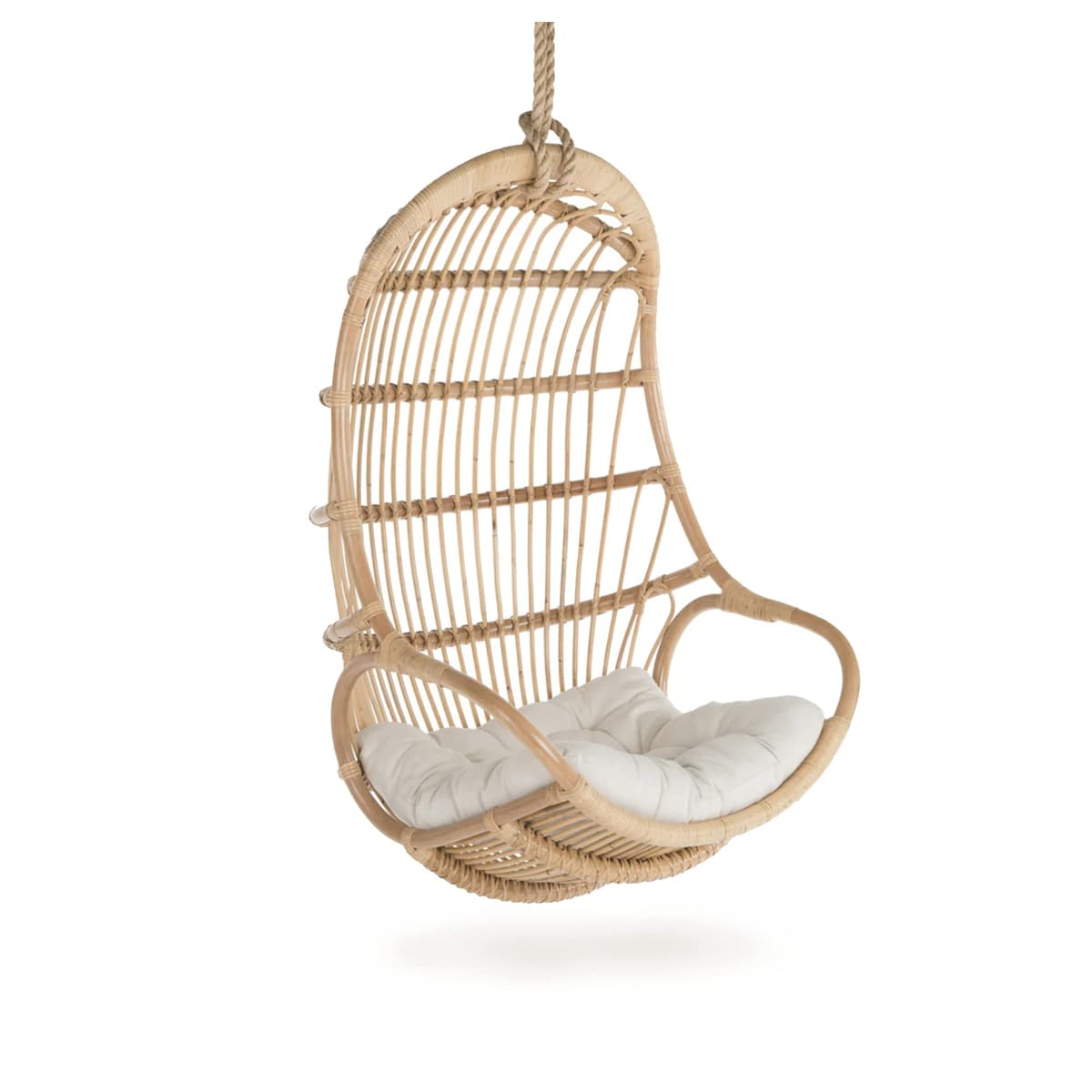 Silla colgante de rattan KOUBOO con cojín, mano tejida, natural 1110014