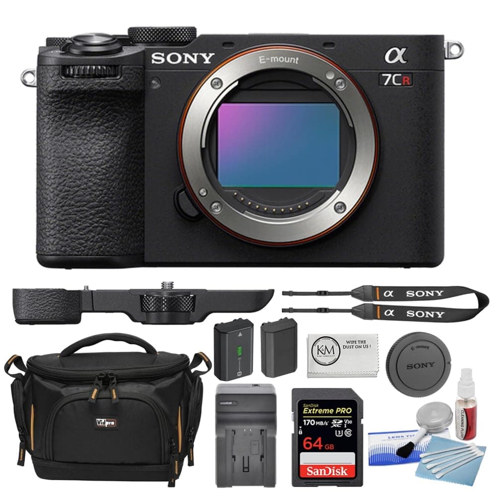 Sony a7CR Mirrorless Cámara (Black) + 64GB + cargador y kit de accesorios (paquete de 6) BSONILCE7CRB-002