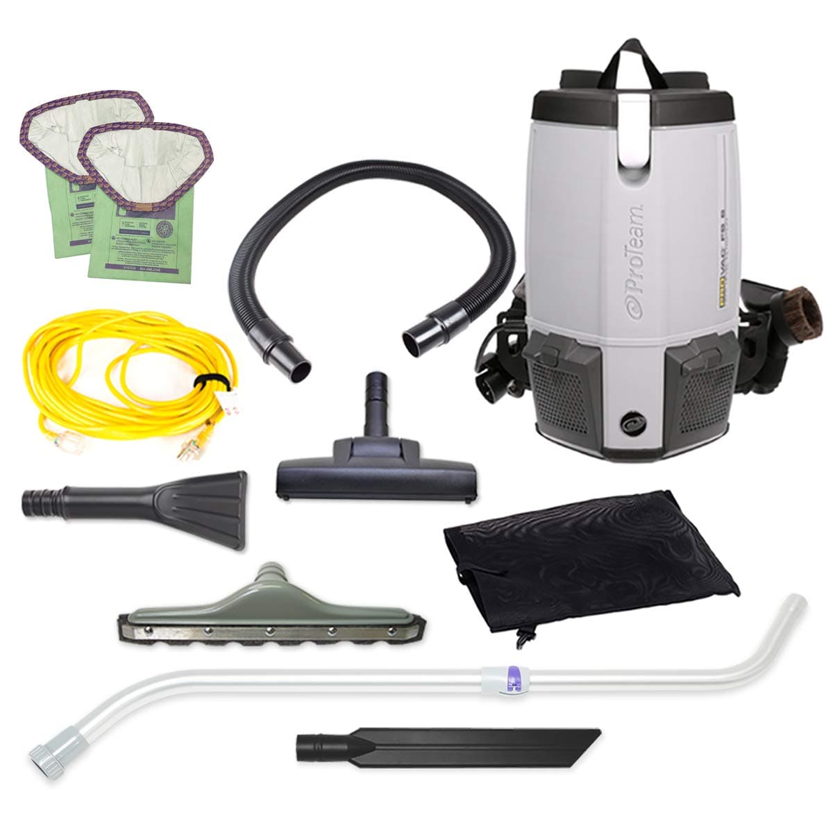 Aspiradora profesional de mochila ProTeam ProVac FS 6, 6 qt con filtración HEPA 107426