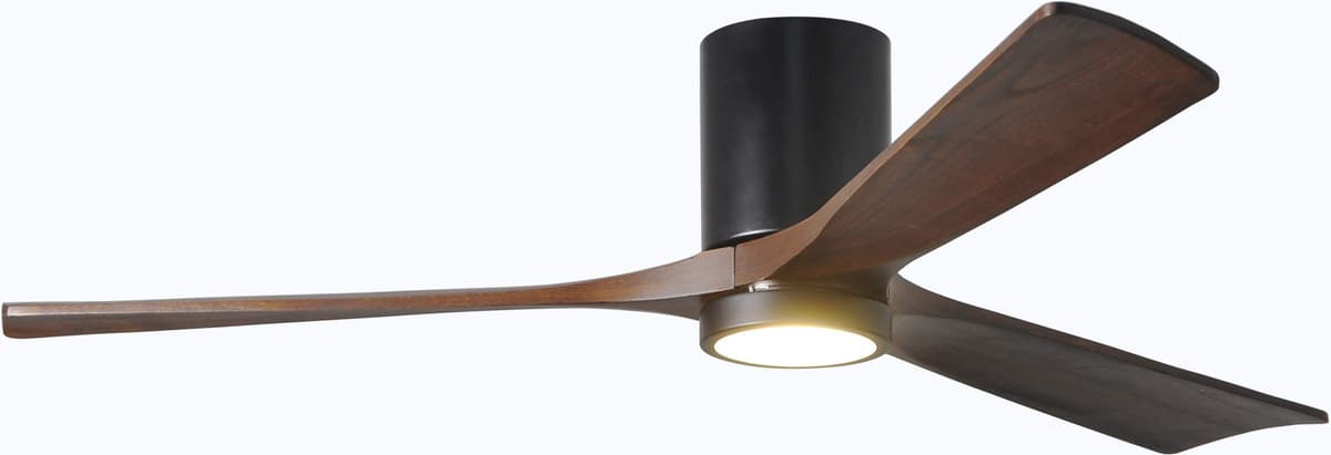 Matthews IR3HLK-BK-WA-60 Irene Ventilador de techo empotrado 60" con luz y control remoto, motor DC silencioso, 3 aspas de madera, Negro mate con tono nogal
