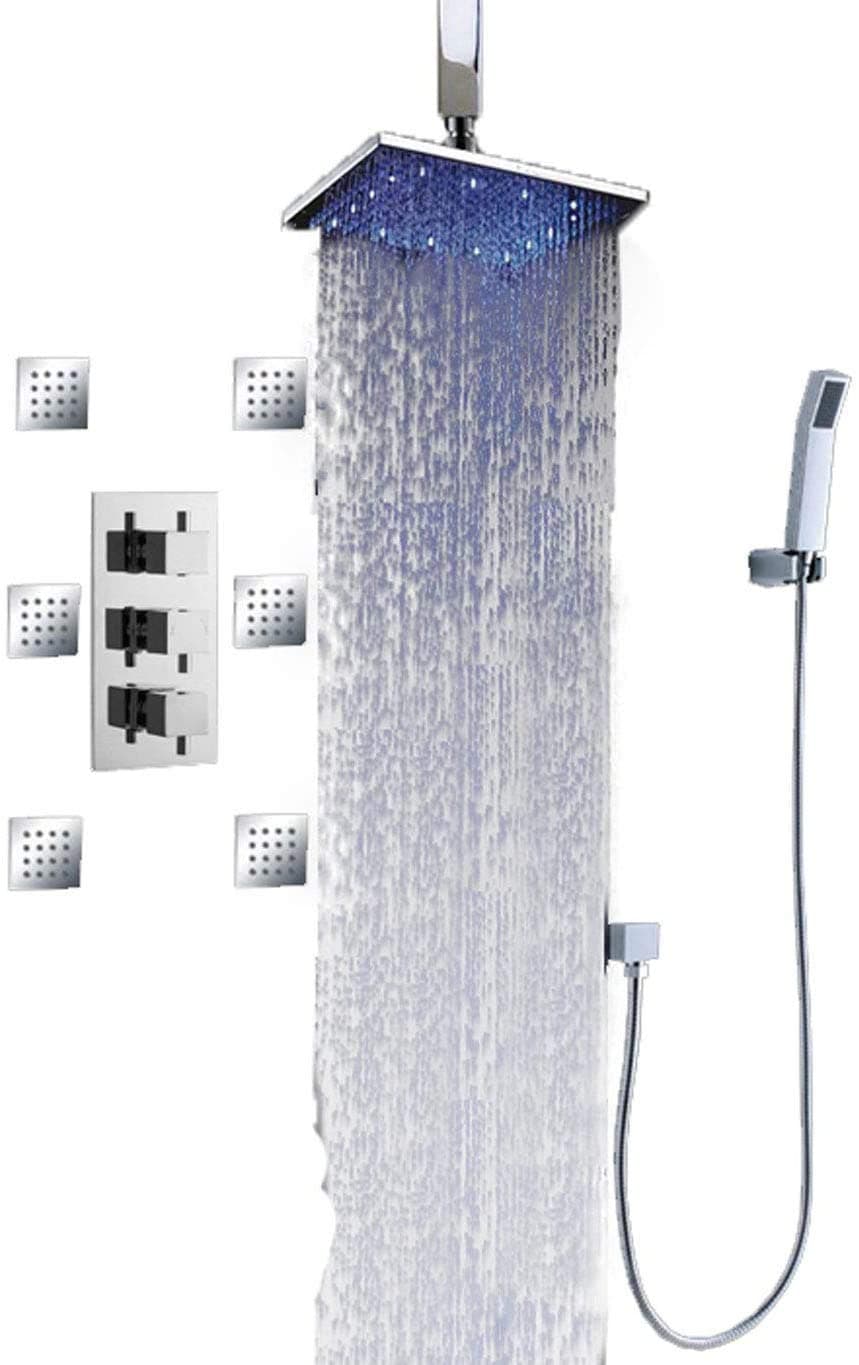 Cascada Luxury Set de Ducha LED Techo 8" Rose Gold con 6 Jets y Termostato CSLED0522C-XXXX