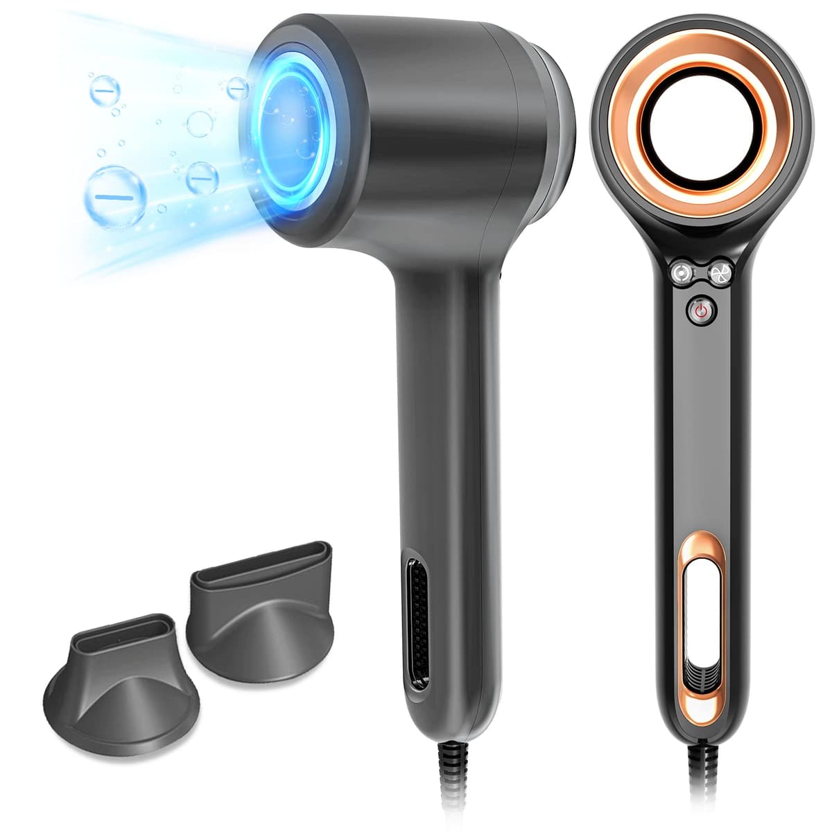 Secador de pelo Hauzzo 1400W iónico con 3 ajustes y 2 boquillas magnéticas WY602