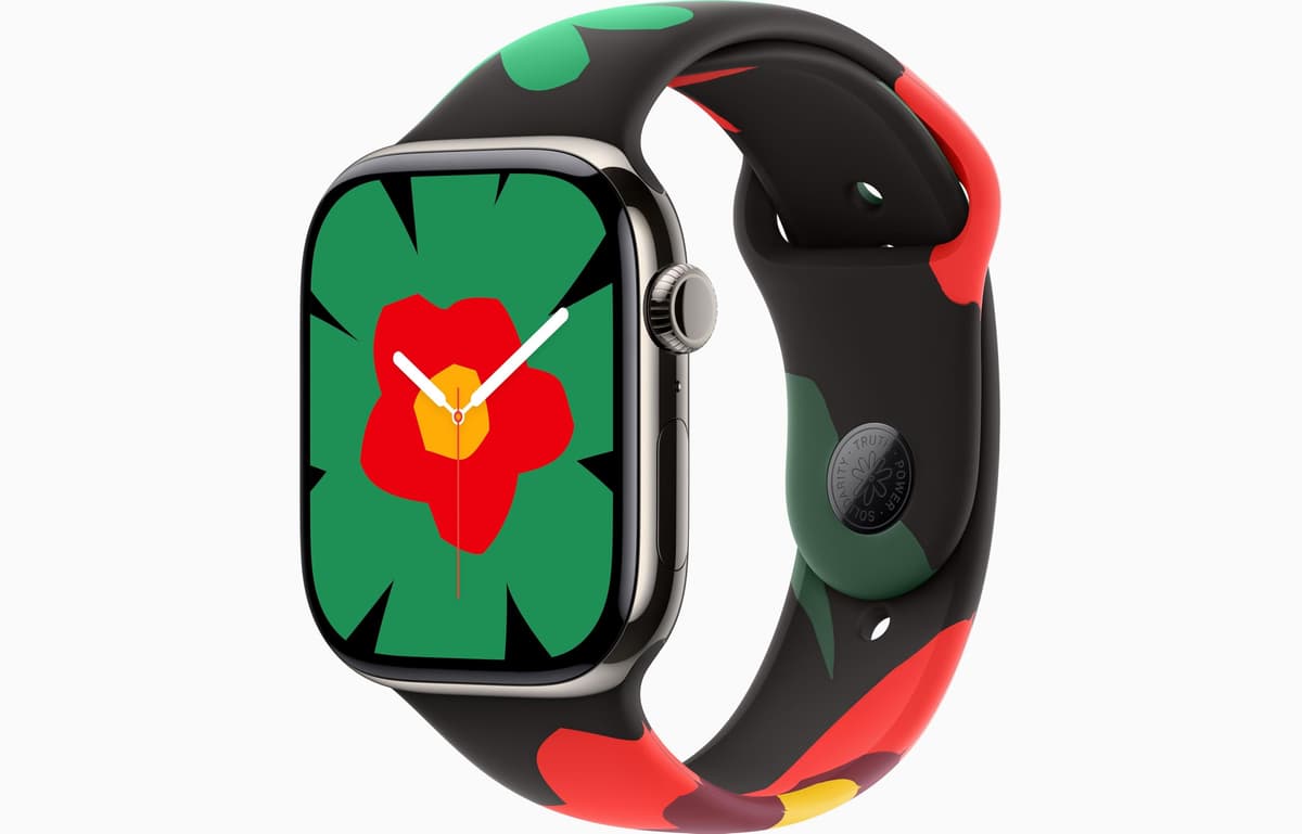 Apple Watch Series 10 [GPS, 42 mm] - Caja de Titanio Natural con Unity Negra - Correa Deportiva Unity Bloom, M/L (Reacondicionado) A3001