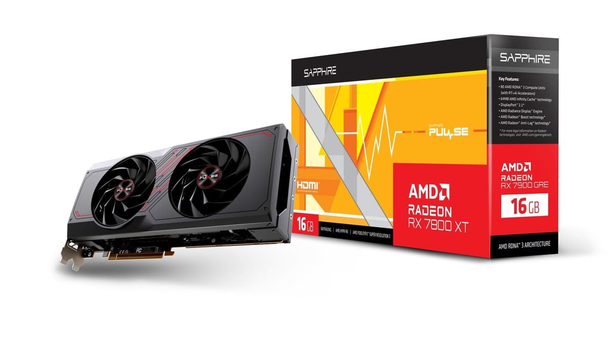SAPPHIRE Pulse Radeon RX 7800 XT 16GB GDDR6, 2 ventiladores, diseño compacto (11330-02-20G)