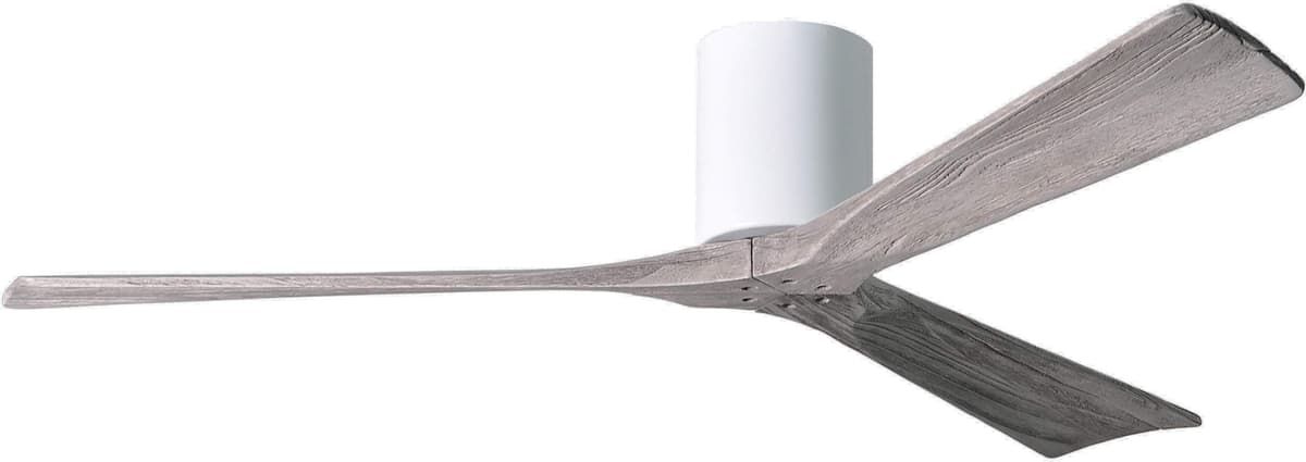 Matthews IR3H-WH-BW-60 Irene Ventilador de Techo de 60" para Interior/Exterior, Calificación para Ambientes Húmedos, Motor DC Silencioso, 3 Aspas de Madera Maciza Estilo Barn Wood, Blanco Brillante, con Control Remoto y Control de Pared