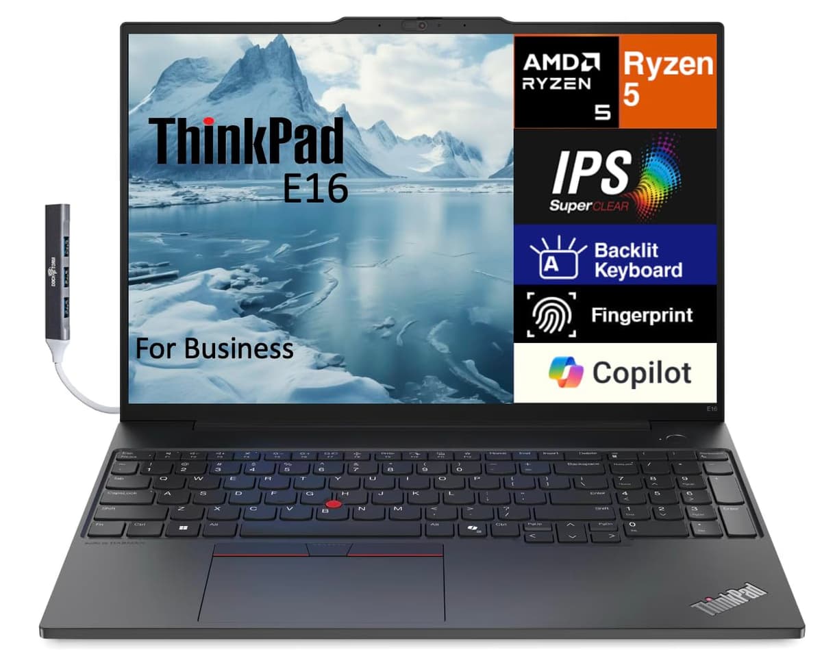 Lenovo ThinkPad E16 16.0" WUXGA, AMD Ryzen 5 7535U, 32GB DDR5, 512GB SSD, Windows 11 Pro, Negro 21M5S02E00