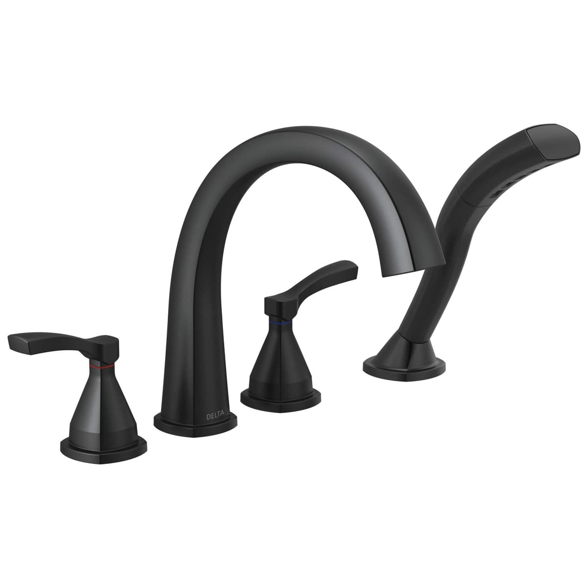 Delta Stryke T4777-BL - Grifo de Bañera Roman con Ducha de Mano Matte Black (Trim Kit)