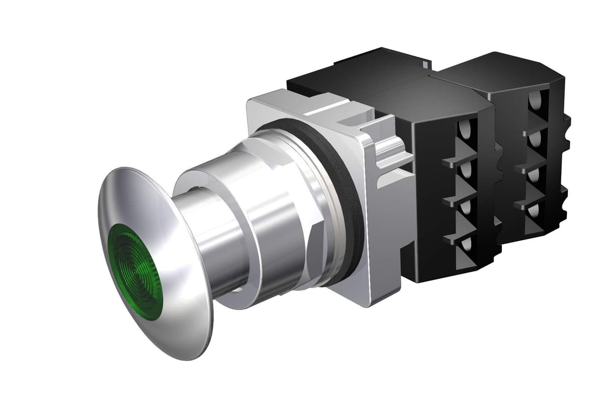 Siemens 52PP2H3GB Push-Pull iluminado 30mm verde 1-3/4" hongo metal 2 posiciones 2NC 240V