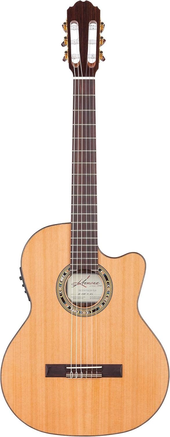Kremona Fiesta TLR Guitarra acústica-electro de cuerpo delgado con cuerdas de nailon - acabado natural - funda acolchada incluida