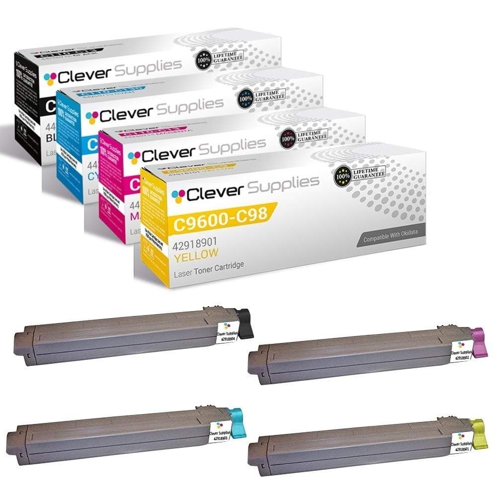 Clever Supplies CS Toner set compatible para Okidata C9600 4 colores (42918904/42918903/42918901/42918902) Oki-Data-C9600-Set