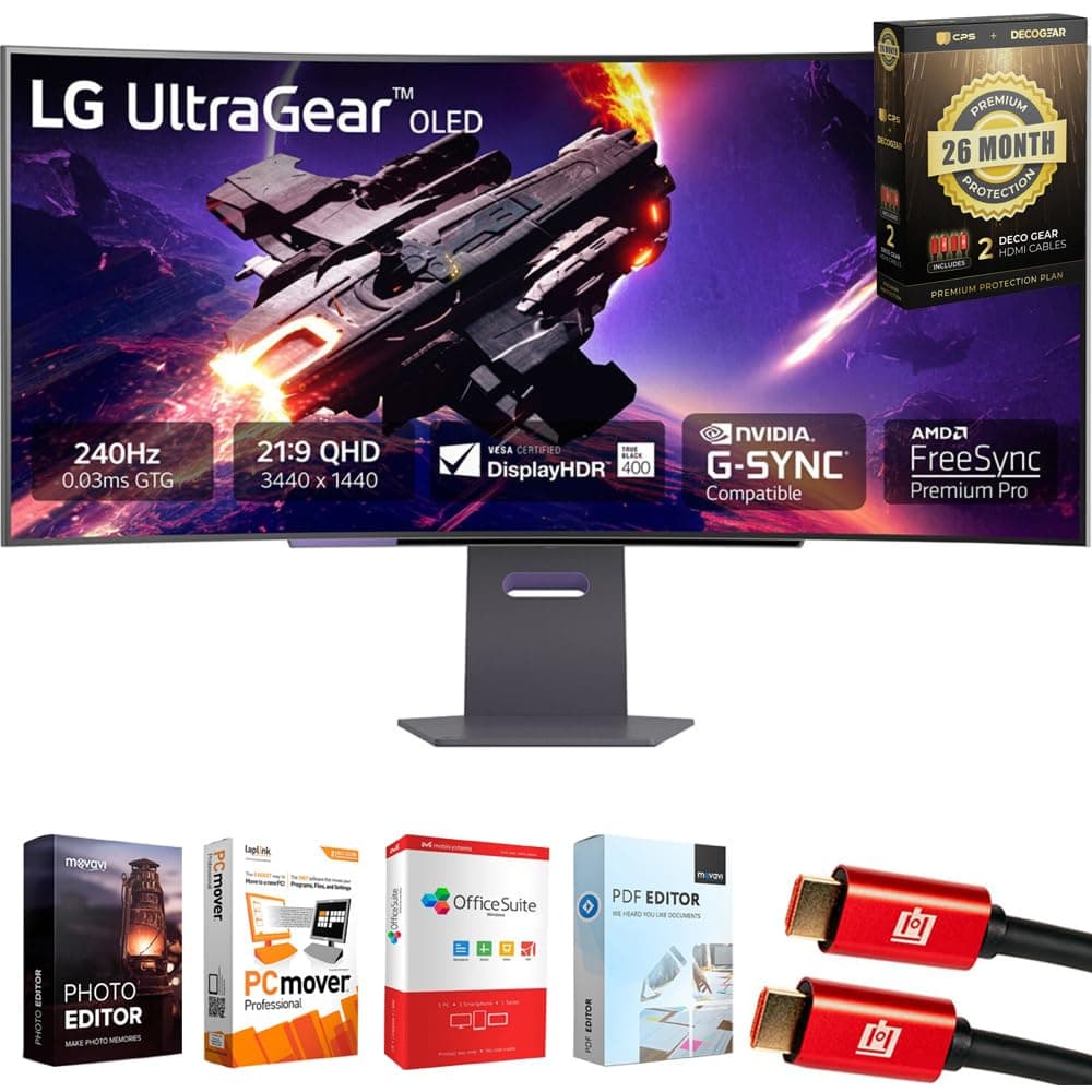 LG UltraGear OLED 45" Curvo 1440p 240Hz Bundle con 26 Meses Protección CPS E90LG45GS95QEB