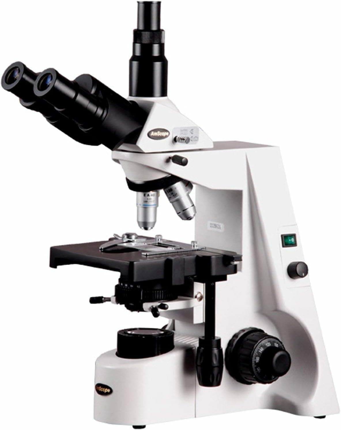 AmScope T690C - Microscopio compuesto trinocular 40X-2500X con objetivos infinity y condensador Kohler