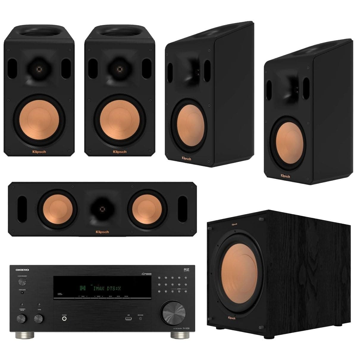 Klipsch Reference Cinema System 5.1.4 con Onkyo TX-RZ30 AV Receiver Bundle