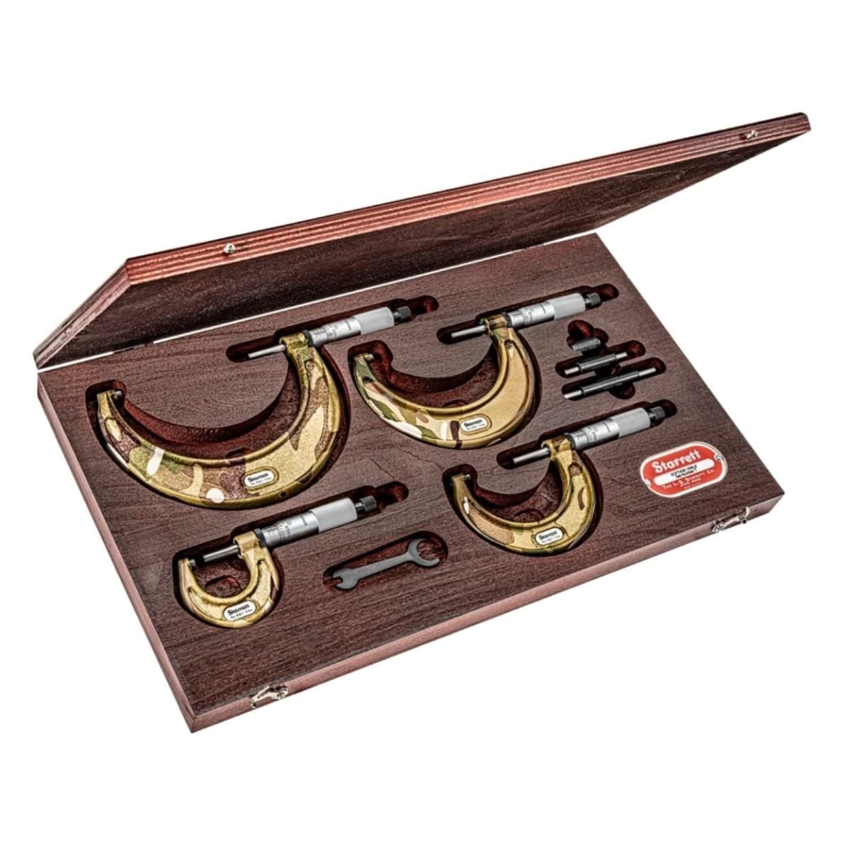 Starrett Set de Micrómetros Exteriores 0-4" con Tambor de Fricción Suave y Llave - SCFT436.1XRLZ
