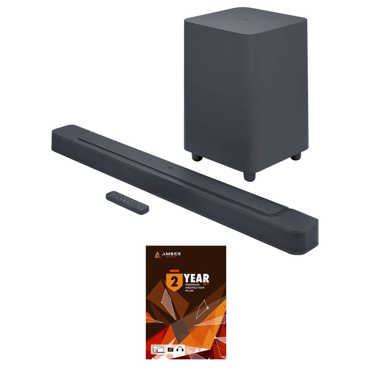 JBL BAR-500 5.1ch Soundbar con Subwoofer, MultiBeam y Dolby Atmos + Plan de Protección Amber 2 Años (2022) BNDL_BAR500-WRTY-2