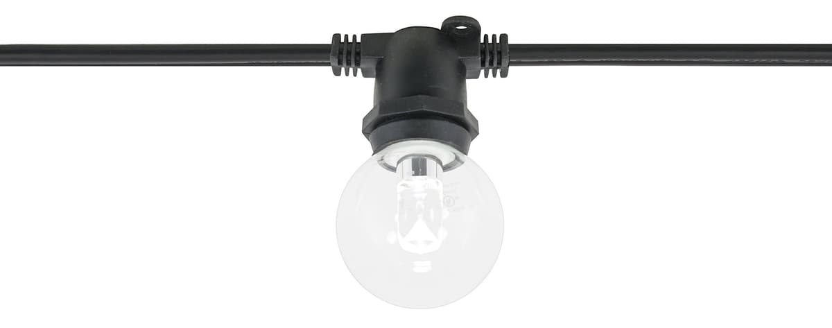 Cadena de luces comercial American Lighting LS-I-15-BK 330 ft, sockets intermedios, negro