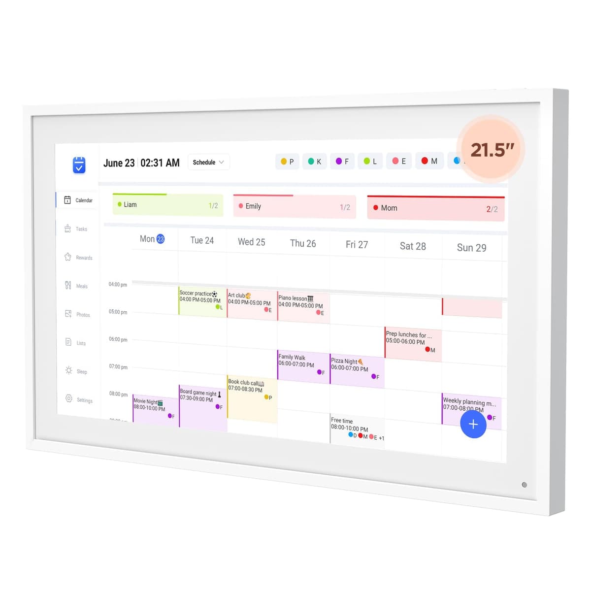 DASFIWO C-3 21.5” - Calendario digital táctil Full HD con 32GB, planificador y marcos intercambiables