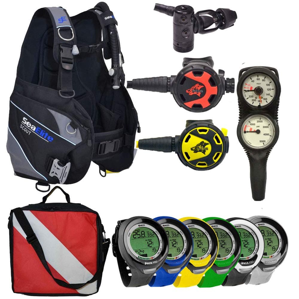 Divers Supply Paquete de scuba del mes (X-Large / Puck Pro Plus Negro) PKGSCUBAMS-XLCOBRA