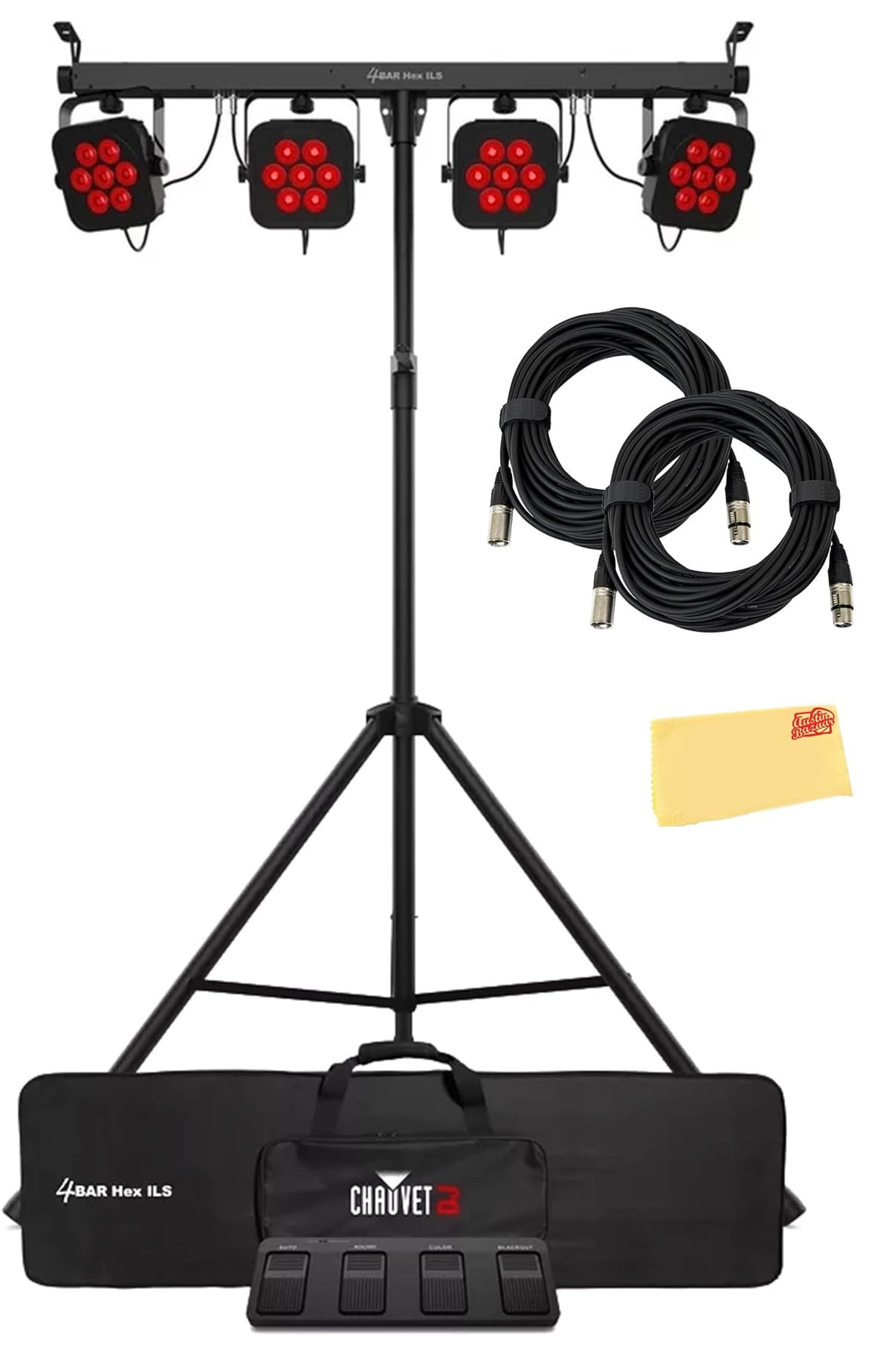 CHAUVET DJ 4BAR Hex ILS Bundle con 2 cables DMX y paño pulidor AUS-4BARHEXILS-COMBO-STD