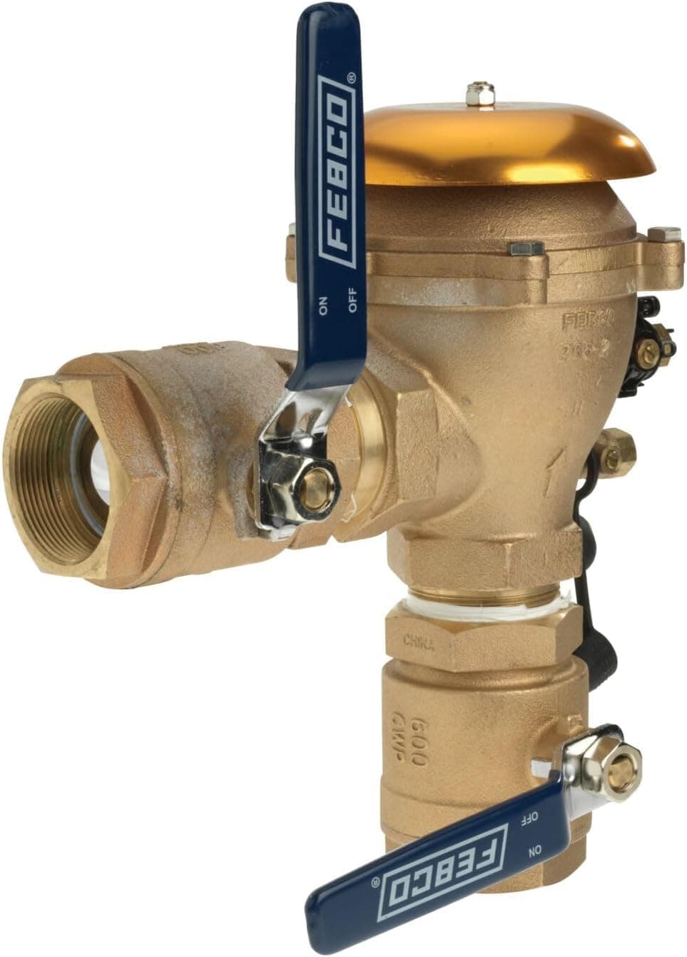 Febco 765 Serie 2" Rompevacío de Presión en Bronce, Válvulas de Corte 1/4 Vuelta, Conexiones NPT, Válvulas de Línea con Resorte, Sensor de Congelación SentryPlus T765HBV