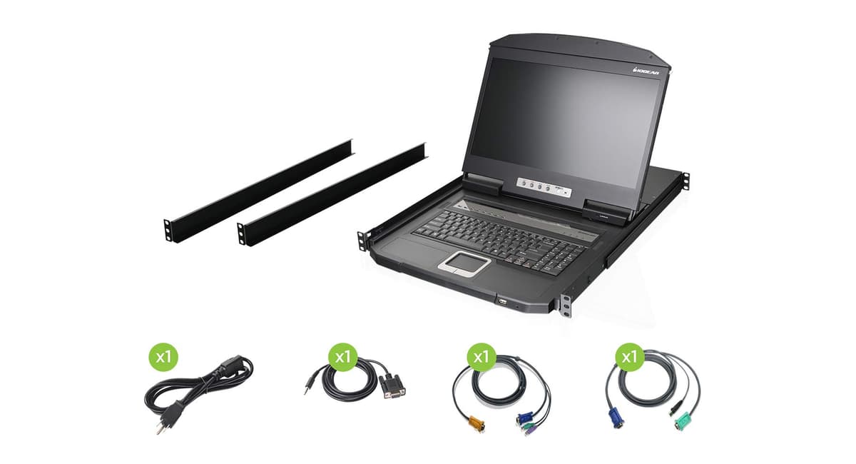 IOGEAR GCL1908W Consola KVM LCD 18.5" 8 Puertos Rack 1U