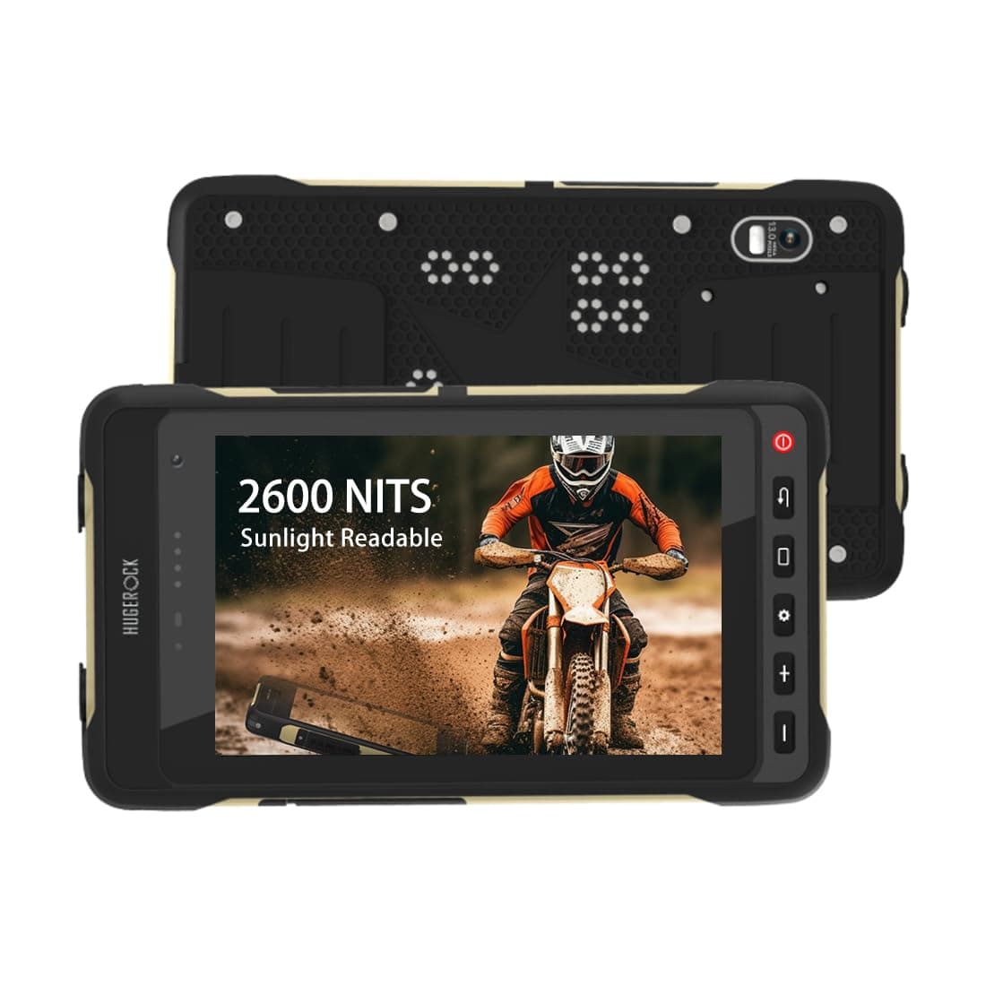 HUGEROCK X70 Tableta Android Rugerizada 7 Pulgadas - 2600 nits Alta Brillo Tableta GPS para Navegación en Motocicleta, Impermeable y Antigolpes Outdoor Android 13, 8GB+128GB, RS232, Antena Externa SMA X70-Y