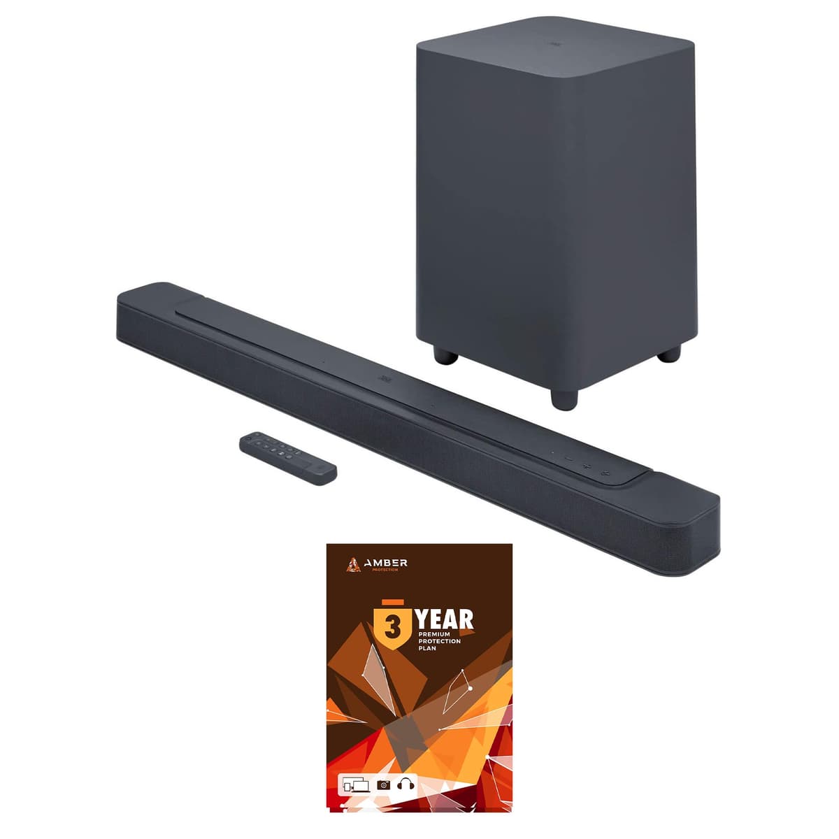 JBL BAR-500 5.1ch Soundbar con subwoofer y MultiBeam Dolby Atmos + Plan Amber 3 años (2022) BNDL_BAR500-WRTY-3
