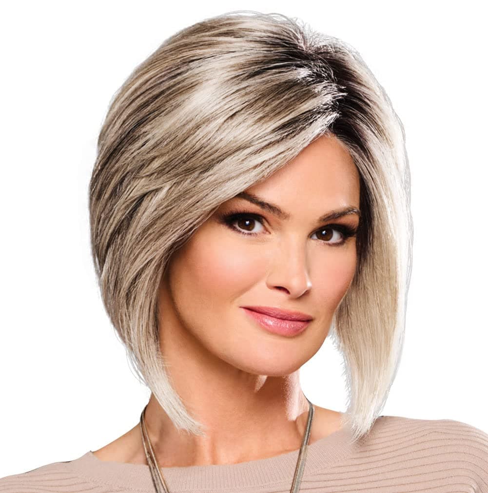 Hair u wear Raquel Welch Boudoir Glam bob a la altura de la barbilla, 100% anudada a mano, casquete Petite-Average, RL17/23SS Iced Latte Macchiato