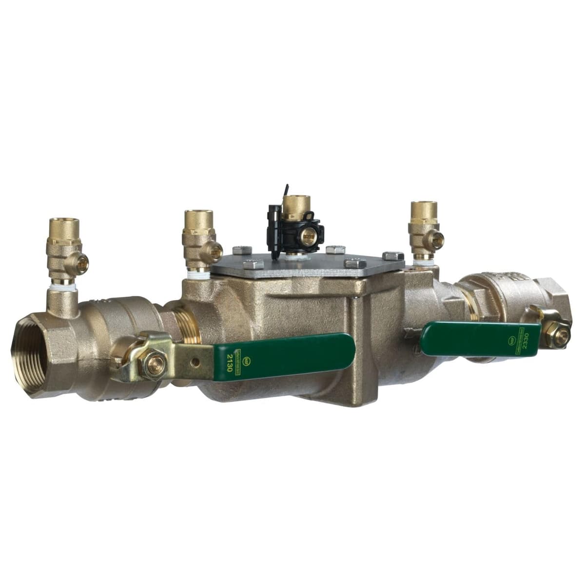 Watts LF007 Series 1-1/2" Válvula de doble retención sin plomo, cierre cuarto de vuelta, entrada superior única, conexiones NPT, sensor de congelamiento, diseño modular T063234