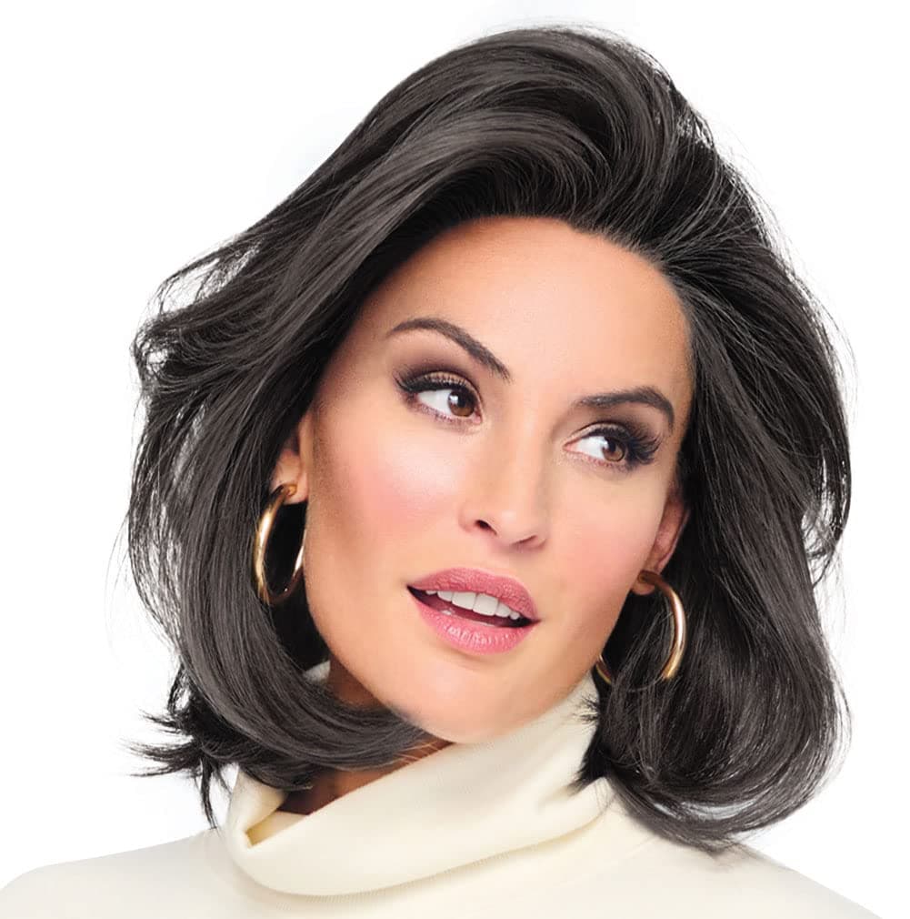 Hair u wear Raquel Welch Flying Solo - Bob con capas, 100% hecho a mano, Talla Petite-Average, RL2/4 Off Black