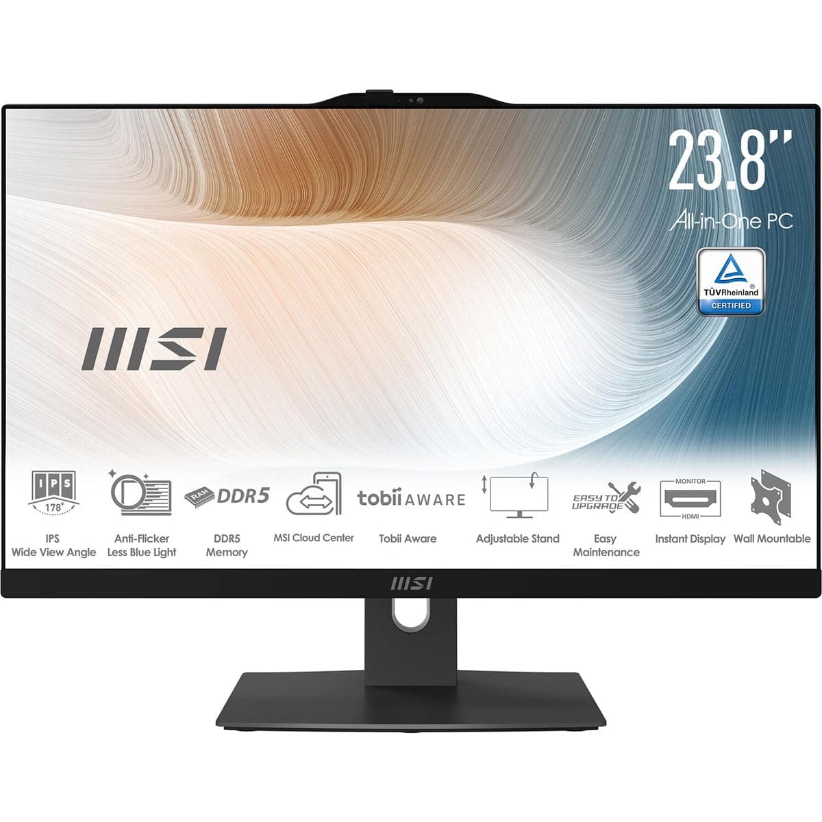 msi Modern AM242TP AIO Desktop 23.8" FHD (Intel Core 3-100U, 8GB, 512GB NVMe, Windows 11 Home) - Blanco MAM242TP1M1200