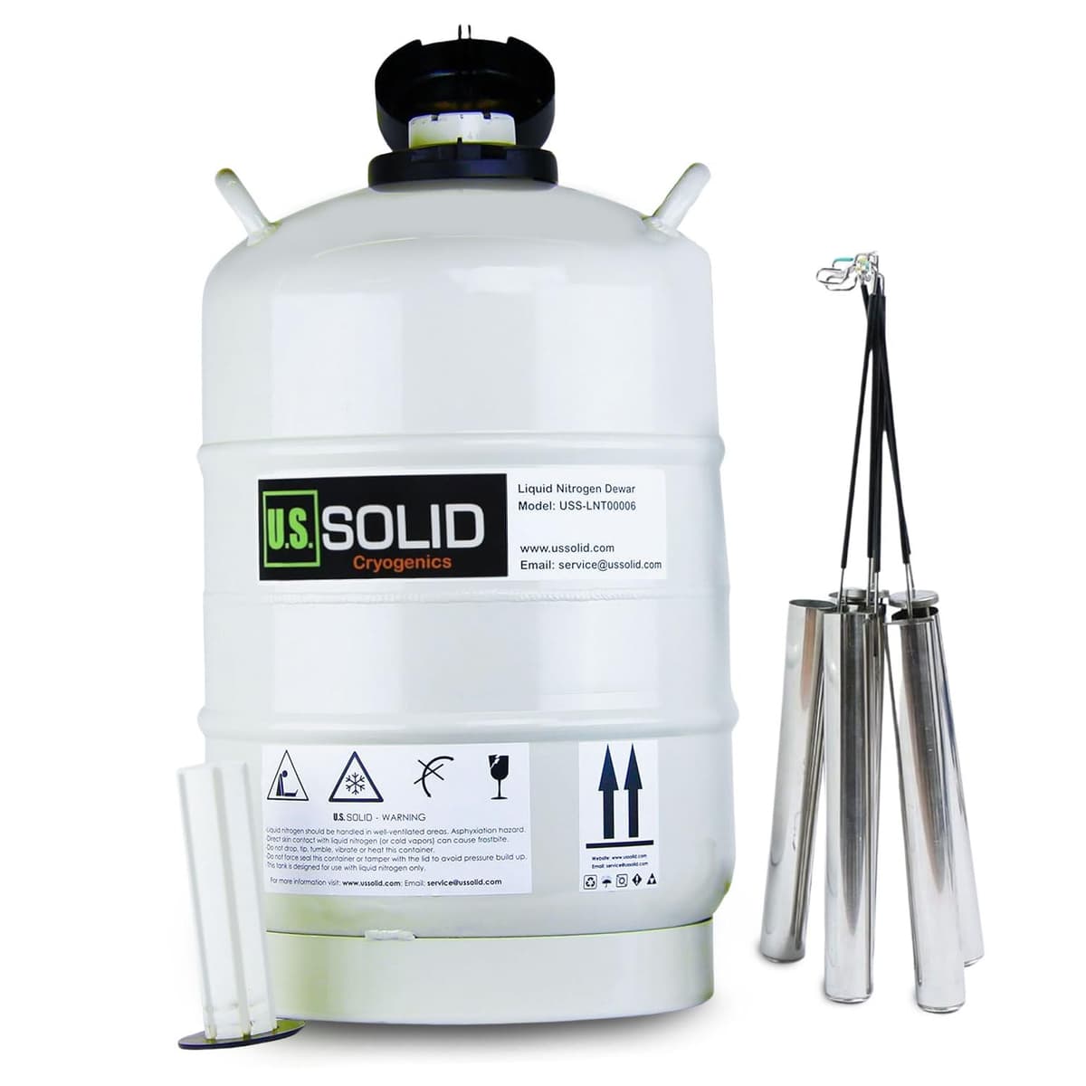 U.S. Solid Dewar Cryogénico 20 L para Nitrógeno Líquido con 6 Canisters y Bolsa de Transporte USS-LNT00006