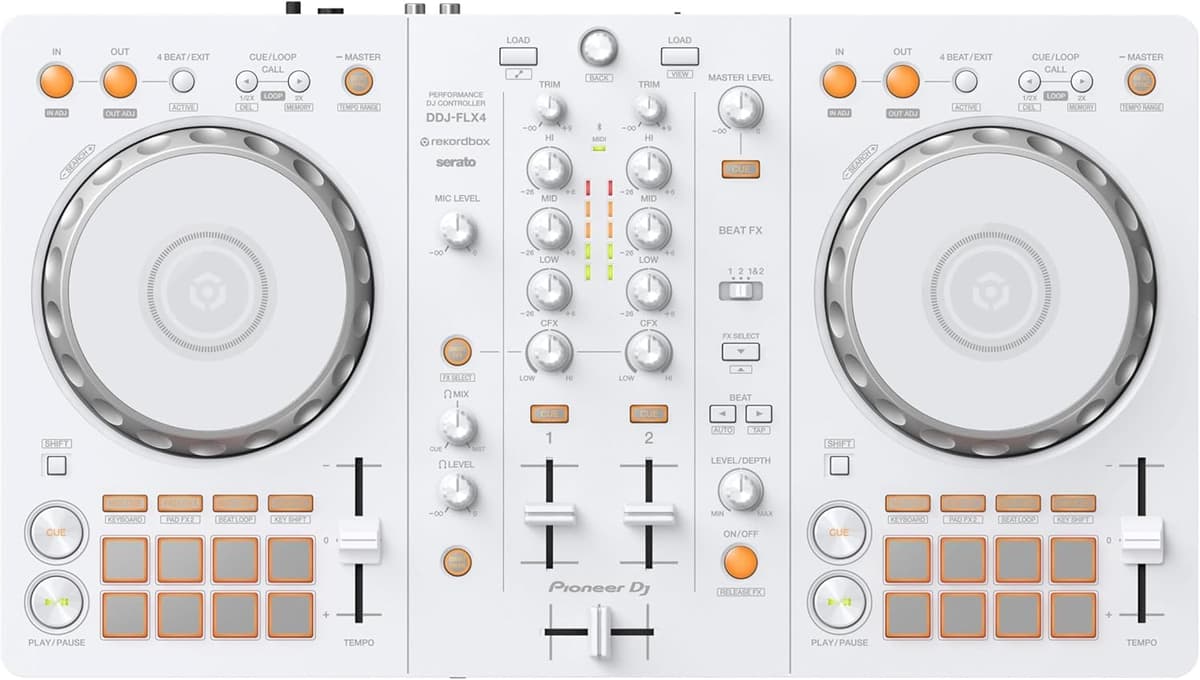 Controlador Pioneer DJ DDJ-FLX4 de 2 canales para rekordbox y Serato DJ - Blanco, Edición Limitada DDJ-FLX4-W